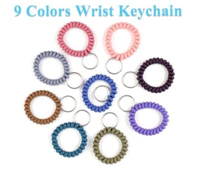 Oligei 9 Colors Wrist Keychain, Key Chain Wristlet Retractable Spiral Coil, Key Wristlet W - Image 2