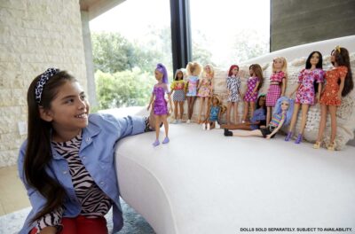 Barbie Fashionistas Doll, Petite, Long Purple Hair & Purple Metallic Dress, Sheer Bodice & - Image 2