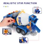 haomsj Big Cement Mixer Toy Truck with Lights Sounds and Working Parts, Friction Powered P - Image 3