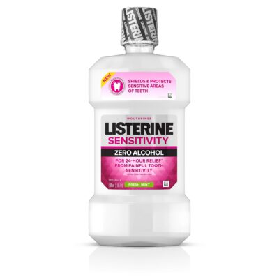 Listerine, Zero Alcohol Mouthwash 24hour Relief for Painful Tooth Sensitivity, fresh mint,