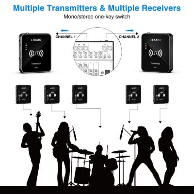 LEKATO MS-1 Wireless in Ear Monitor System 2.4G Stereo Wireless IEM System with Beltpack T - Image 3
