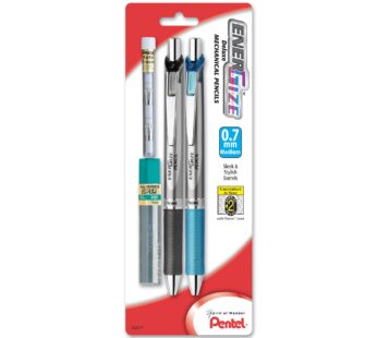 Pentel EnerGize Automatic Pencil with Lead and Erasers, 0.7mm, Assorted, 2 Pack (PL77LEBP2