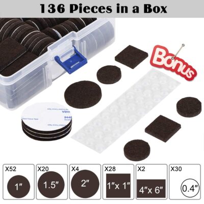 Felt Furniture Pads 136 Pieces, Furniture Pads for Hardwood Floors, 5mm Thick Floor Protec - Image 2