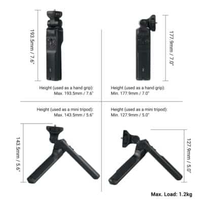 JJC Wired Remote Shooting Grip Mini Tripod for Sony ZV-1 RX100 III IV V VA VI VII A7RV A65 - Image 3