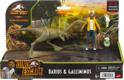 Mattel Jurassic World Toys Camp Cretaceous Darius and Gallimimus Human and Dino Pack with - Image 6