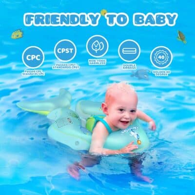 No Flip Over Baby Pool Float with Canopy UPF50+ Sun Protection, Inflatable Float with Spon - Image 5