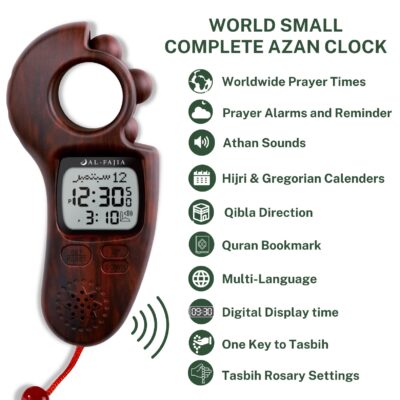 AL-FAJIA Islamic Prayer Time and Athan Sound Reminder Digital Tasbih Counter, Full Azan Cl - Image 3