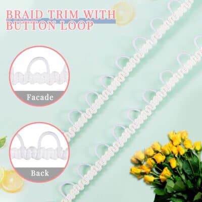 10 Yards Gimp Braid Trim with Elastic Button Loop Bridal Button Loops Dress Zipper Extende - Image 3