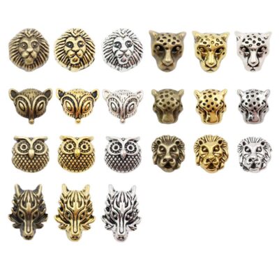 JIALEEY Animal Tibetan Loose Spacer Beads, Mixed Lion Fox Owl Leopard Spacer Beads Fit Eur - Image 2