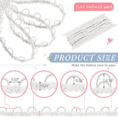 10 Yards Gimp Braid Trim with Elastic Button Loop Bridal Button Loops Dress Zipper Extende - Image 2