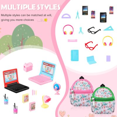 29 Pieces Dollhouse Accessories Mini Laptop Computer Tablet Phone Toy Miniature Glasses He - Image 3