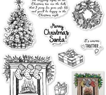 Christmas Theme Clear Stamps for Card Making, Merry Christmas Tree Santa Winter Wreath Sil