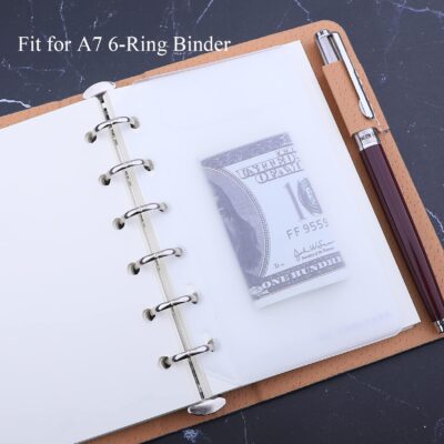 Antner 12PCS A7 Mini Binder Pockets No Zipper Cash Envelopes for A7 6 Ring Binder Wallet, - Image 2