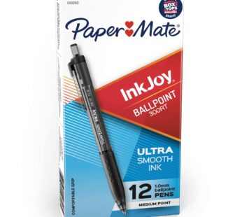 Paper Mate InkJoy 300RT Retractable Ballpoint Pens, Medium Point, Black, Box of 12