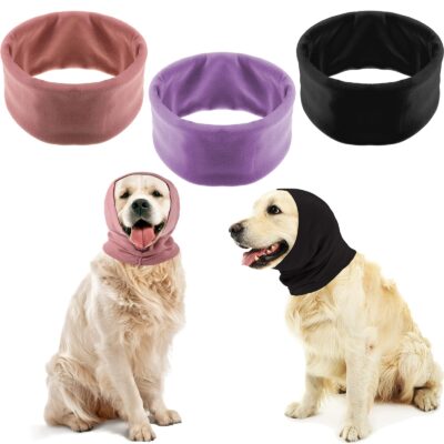 Sadnyy 3 Pcs Dog Ear Muffs Noise Protection Covers Hearing Wrap Earmuff Winter Scarf (Blac