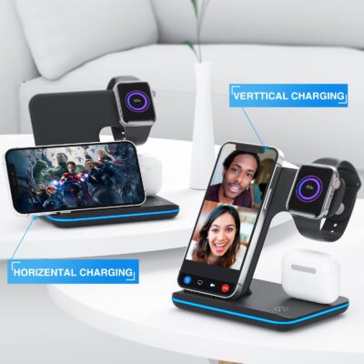 Wireless Charger 3 in 1 Charging Station for Apple: Wireless Phone Stand for iPhone 15/14/ - Image 4