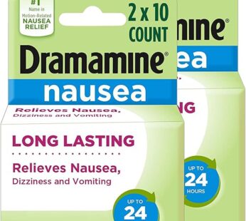 Dramamine Nausea Long Lasting, Nausea Relief, 10 Count (Pack of 2)