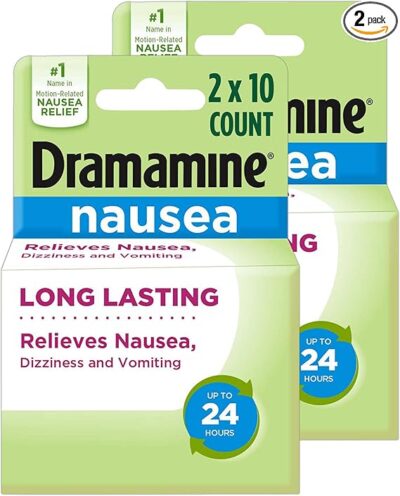 Dramamine Nausea Long Lasting, Nausea Relief, 10 Count (Pack of 2)