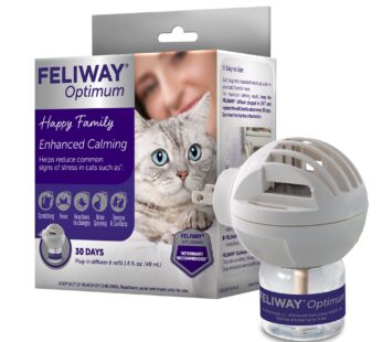 FELIWAY Optimum Cat, Enhanced Calming Pheromone Diffuser, 30 Day Starter Kit (48 mL), Tran