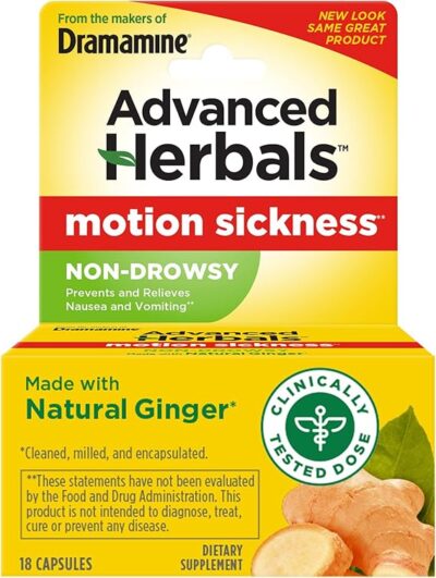 Advanced Herbals, Non-Drowsy, Motion Sickness Relief, Made with Natural Ginger, 18 Count