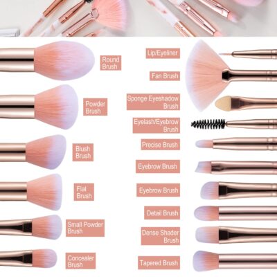16PCs Marble Makeup Brushes Set Premium Synthetic Face Eye Lip Make Up Brush Kits for Foun - Image 3