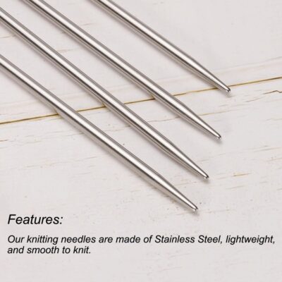 uxcell 2 Pairs Knitting Needle Set, 2.2mm Diameter 9.84 Inches Length Stainless Steel Doub - Image 4