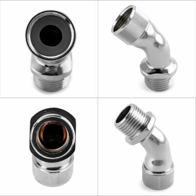 QWORK Elbow Adapter for Shower Head, Chrome Copper 1/2" Extender Connector - Image 2