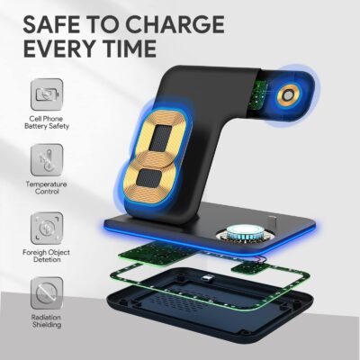 Wireless Charger 3 in 1 Charging Station for Apple: Wireless Phone Stand for iPhone 15/14/ - Image 2