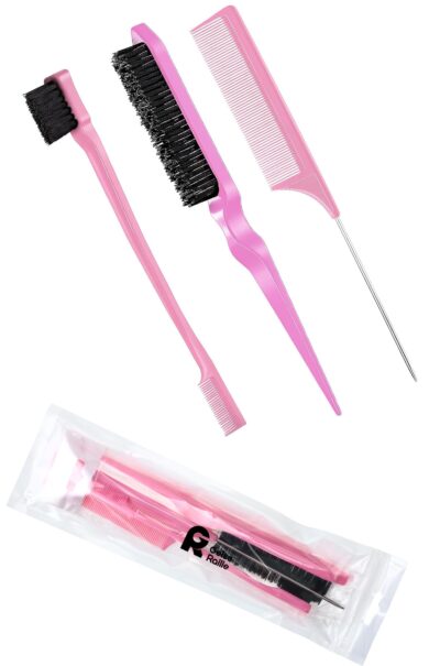 Geiserailie 3 Pcs Slick Back Hair Brush Set Bristle Hair Brush Edge Control Brush Teasing - Image 7