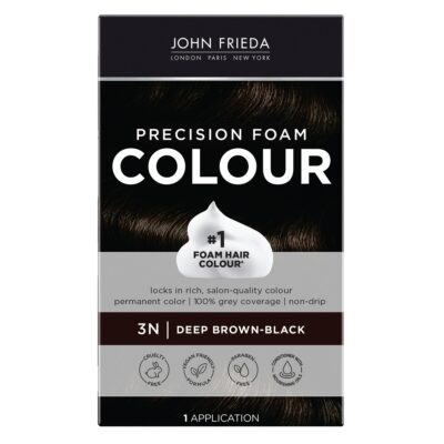 John Frieda Brown Black Permanent Precision Hair color Foam Hair Color Kit, Brown Black Ha