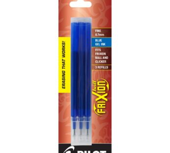 Pilot FriXion Gel Ink Pen Refill 3-pk Pouch for Erasable Pens Fine Point (.7) Blue Ink; Ma