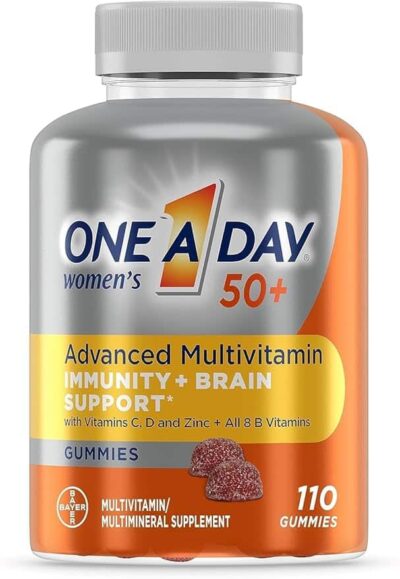 One A Day Women’s 50+ Gummies, Advanced Multivitamin For Women with Brain Support and Immunity Support, Vitamins For Women with Super 8 B Vitamin Complex, 110 Count