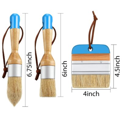 Boao 3 Pcs Chalk Paint Brushes Oval Paint Brush Chalk Paint Wax Brushes Bristle Paint Brus - Image 2