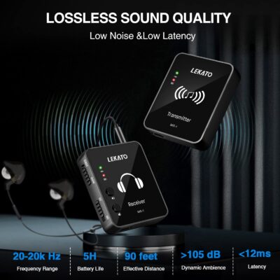 LEKATO MS-1 Wireless in Ear Monitor System 2.4G Stereo Wireless IEM System with Beltpack T - Image 4