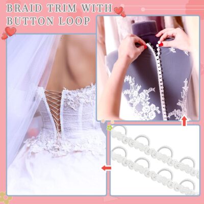 10 Yards Gimp Braid Trim with Elastic Button Loop Bridal Button Loops Dress Zipper Extende - Image 6