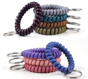 Oligei 9 Colors Wrist Keychain, Key Chain Wristlet Retractable Spiral Coil, Key Wristlet W