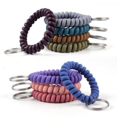 Oligei 9 Colors Wrist Keychain, Key Chain Wristlet Retractable Spiral Coil, Key Wristlet W