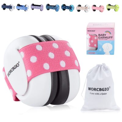 WORCBGIO Infant Ear Protection Headphones with Adjustable Elastic Headband&Comfortable Whi