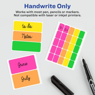 Avery Color-Coding Removable Labels, 1/2" x 1-3/4", Assorted Neon Colors, Non-Printable, 1 - Image 3