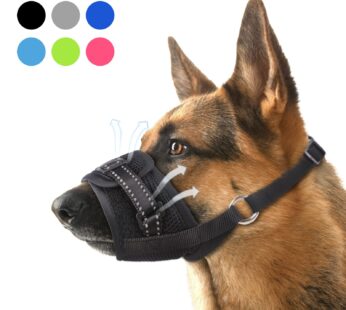 Dog Muzzle, Nylon Soft Dog Muzzle for Large Dogs, Breathable Mesh Dog Muzzle for Barking B