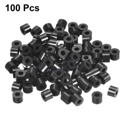 uxcell Nylon Round Spacer Washer 3.2mm ID 7mm OD 5mm Height for M3 Screws Black 100Pcs - Image 2