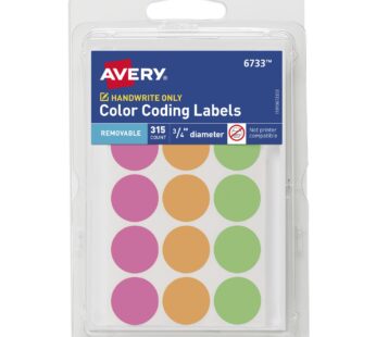 Avery Color-Coding Removable Labels, 3/4 Inch Round Labels, Assorted Neon Colors, Non-Prin