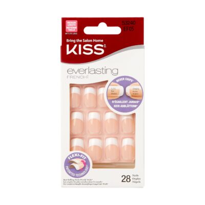 KISS Everlasting, Press-On Nails, Nail glue included, Infinite', French, Medium Size, Squo