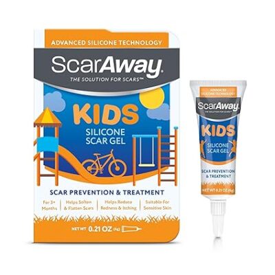 ScarAway Kids Silicone Scar Gel, 100% Medical-Grade, Helps Improve Size, Color & Texture of Hypertrophic & Keloid Scars on Face & Body from Injury, Burns & Surgery, Water Resistant, Clear, 6g