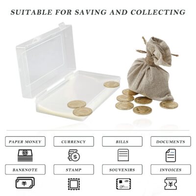 RONRONS 100 Pieces Paper Money Sleeves with Storage Case, Clear Money Collection Display C - Image 4
