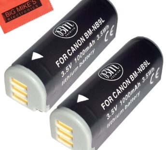 BM Premium 2-Pack NB-9L Battery for Canon PowerShot N, N2, Elph 510, Elph 520, Elph 530 HS