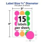 Avery Color-Coding Removable Labels, 3/4 Inch Round Labels, Assorted Neon Colors, Non-Prin - Image 6