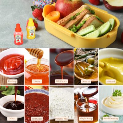 RONRONS 4 Pieces Mini Ketchup Bottles for Bento Box Accessories, 25ml Mini Condiment Squee - Image 5