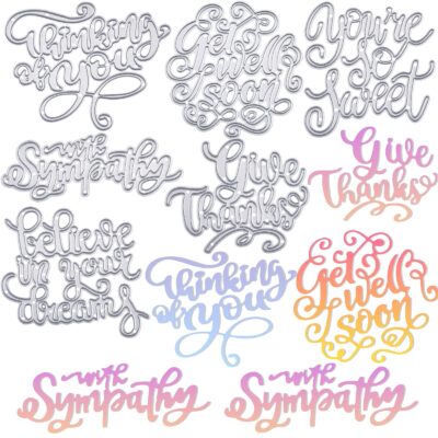 6 Pieces Die Cuts Words Metal Words Die Cut for Card Making Embossing Word Cutting Dies In