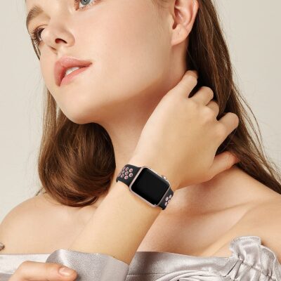 Lerobo Compatible with Apple Watch Band 41mm 40mm 38mm for Women Men,Soft Silicone Sport B - Image 4